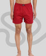 Sporto Men's Printed Boxer Shorts with Zipper -Red