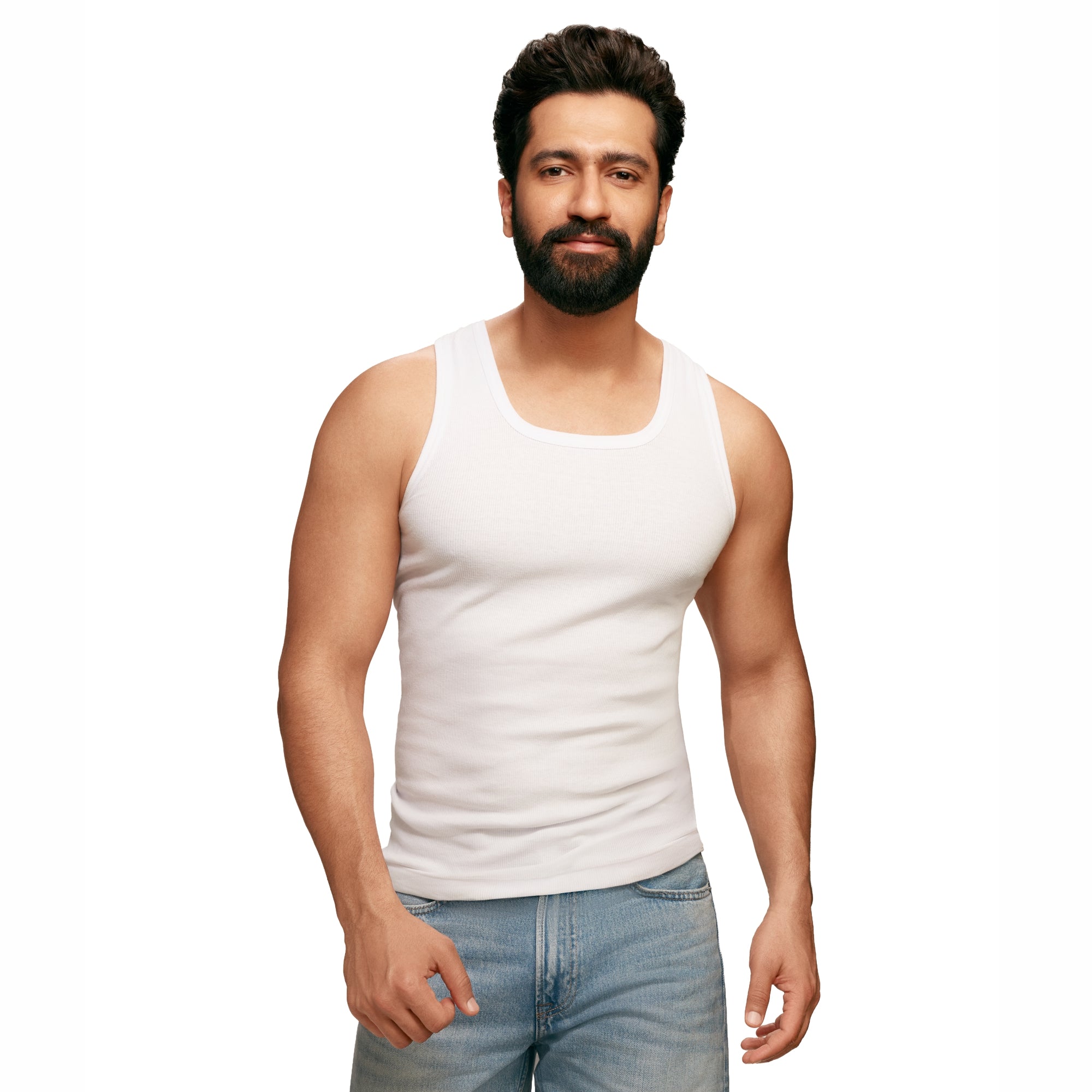 Sporto Men's Cotton White Derby Vest - Ribbed Fabric (Pack Of 3)