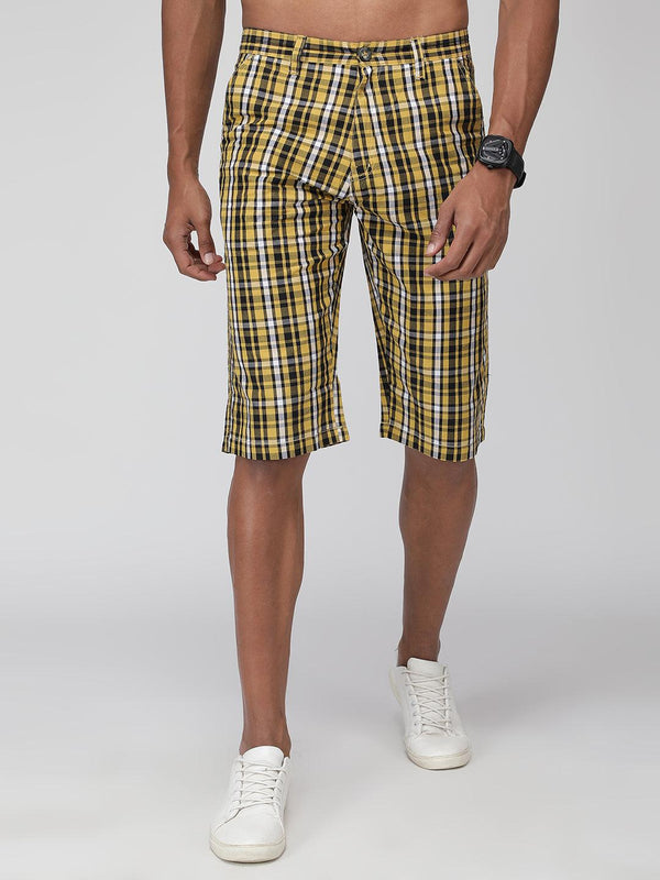 Sporto Men's Checkered Cotton Capri Shorts