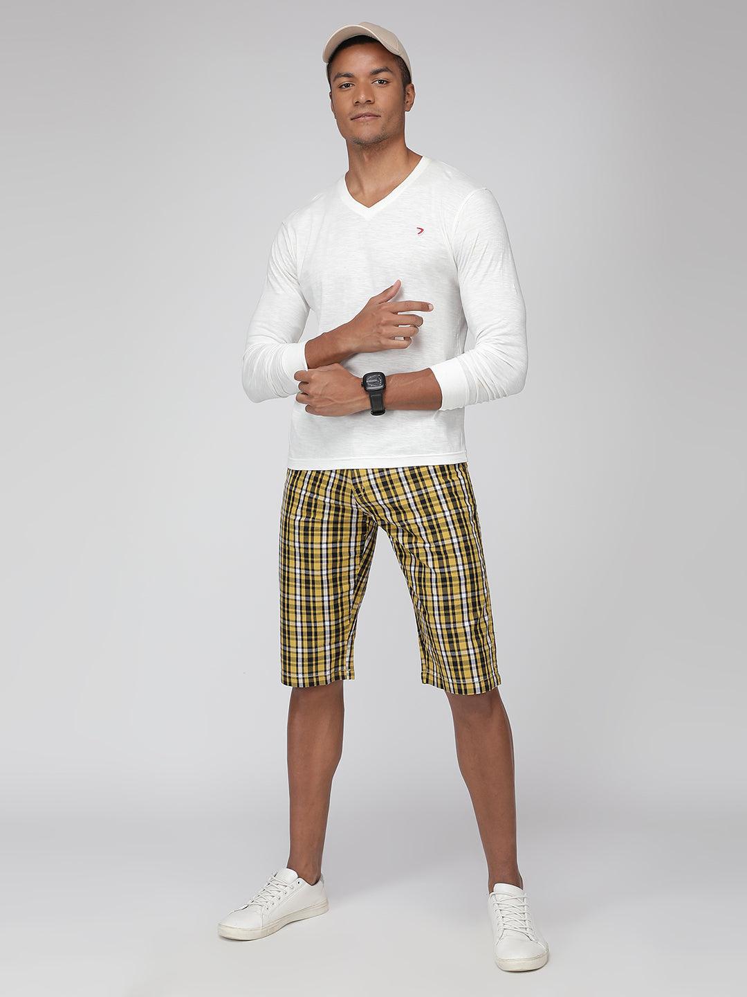 Sporto Men's Checkered Cotton Capri Shorts