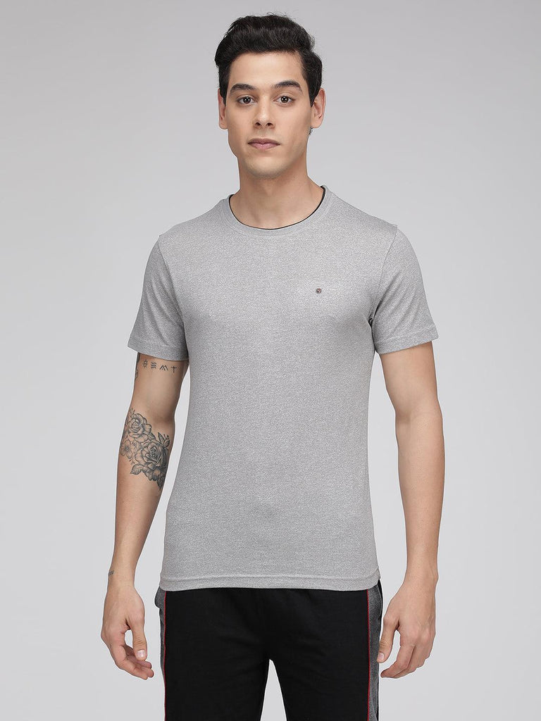 Sporto Men's Cotton Rich Regular T-Shirt - Grey Melange - Sporto by Macho