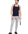 Sporto Men's 100% Cotton Gym Vest with Contrast Piping - Navy