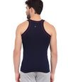 Sporto Men's 100% Cotton Gym Vest with Contrast Piping - Navy