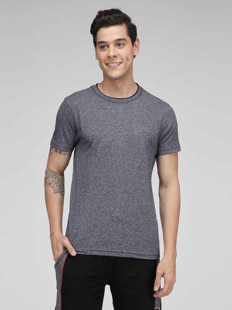 Sporto Men's Cotton Rich Regular T-Shirt - Anthra Melange