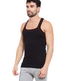 Sporto Men's 100% Cotton Gym Vest with Contrast Piping - Black