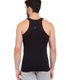 Sporto Men's 100% Cotton Gym Vest with Contrast Piping - Black