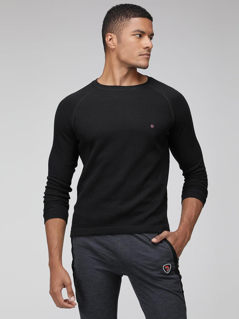 Sporto Men's Regular fit Full Sleeve T-Shirt - Black