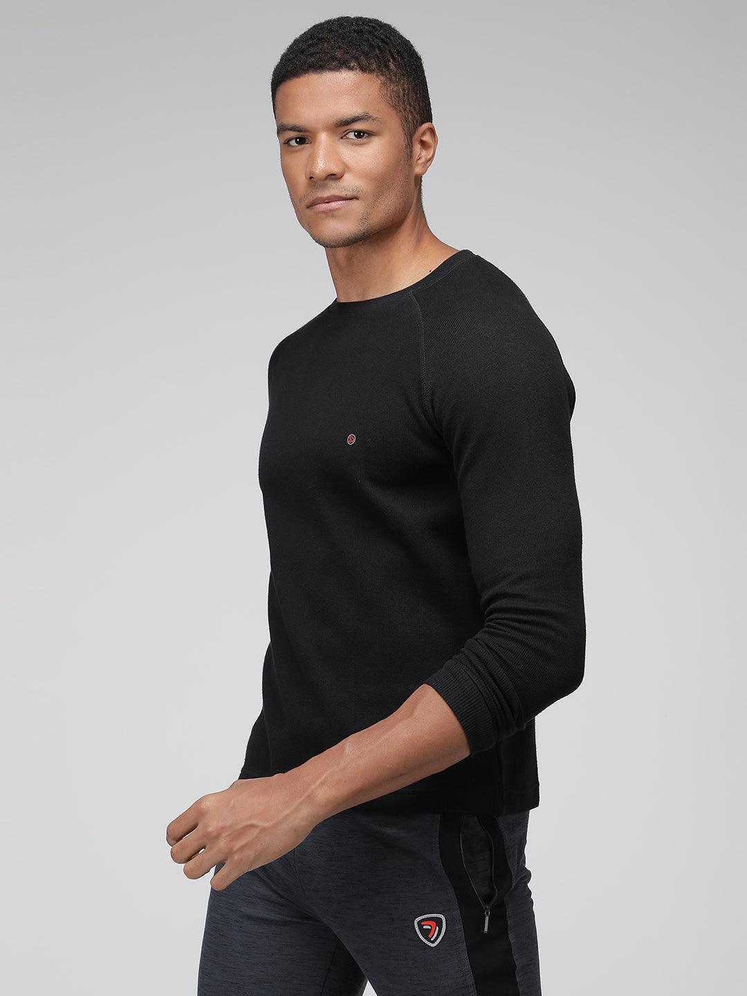 Sporto Men's Regular fit Full Sleeve T-Shirt - Black