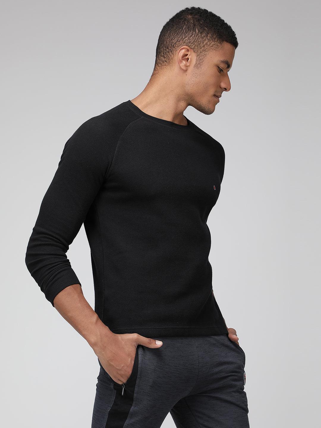 Sporto Men's Regular fit Full Sleeve T-Shirt - Black