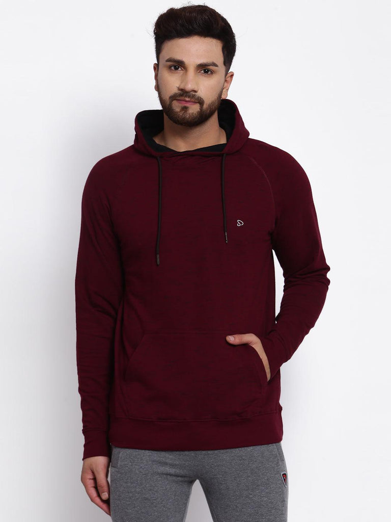 Sporto Hooded Sweatshirt with Raglan Sleeves, Burgundy-Black Inject