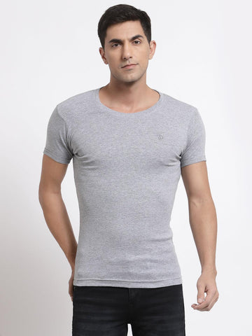 Sporto Men's Solid Cotton Under Shirt - Pack of 2 (Grey Melange)