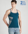 Men's Gym Vests with Side Contrast Panel Pack of 2