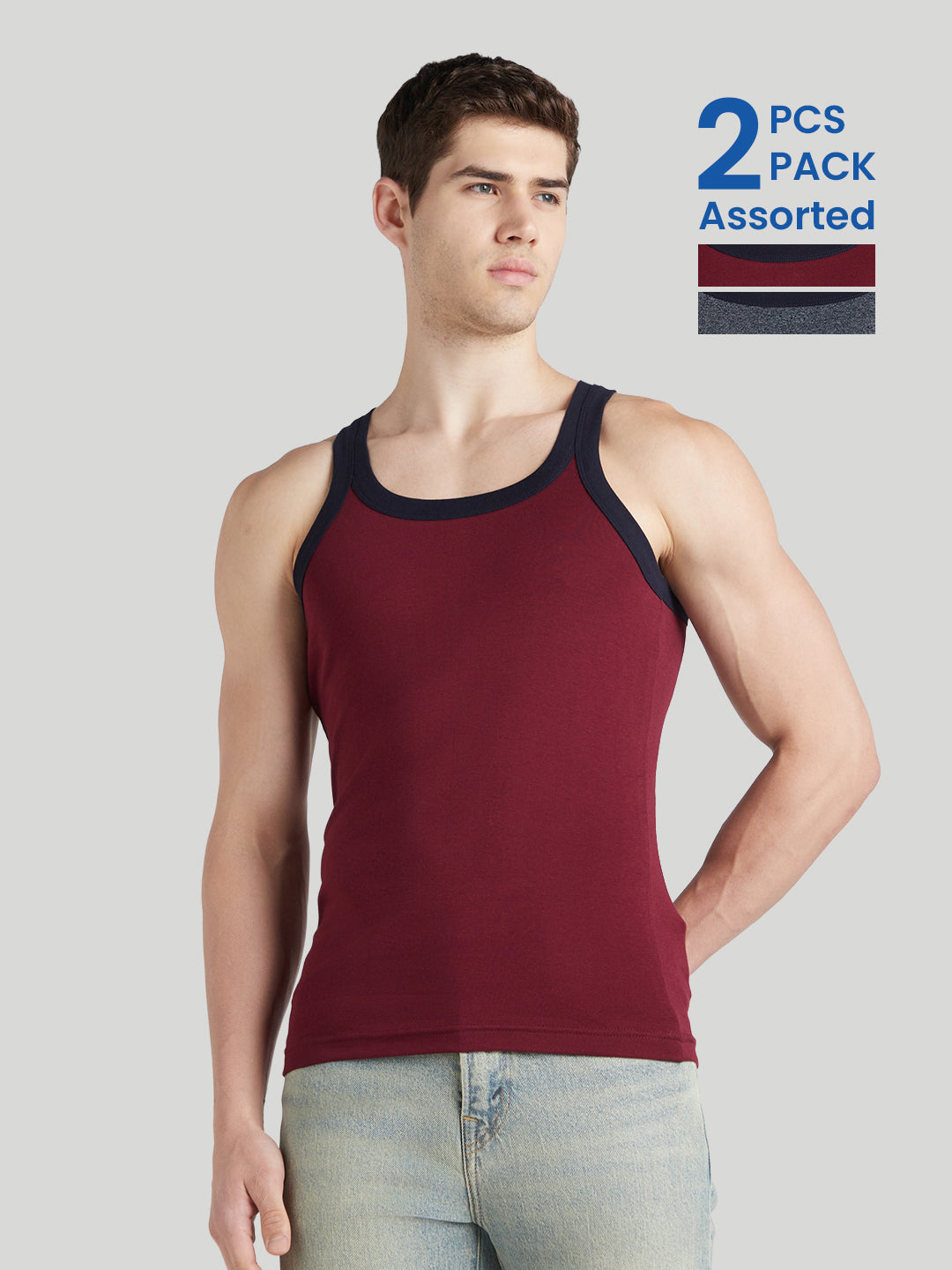 Men's Solid Gym Vest- Pack of 2