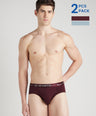 Sporto Metal Brief for Men | Cotton Spandex Mid-Rise Brief with Soft Shiny Waistband | Pack of 2 (Blue Slate & Wine)