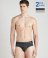 Sporto Metal Brief for Men | Cotton Spandex Mid-Rise Brief with Soft Shiny Waistband | Pack of 2 (Charcoal & Light Grey)