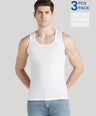 Sporto Men's Cotton White Derby Vest - Ribbed Fabric (Pack Of 3)