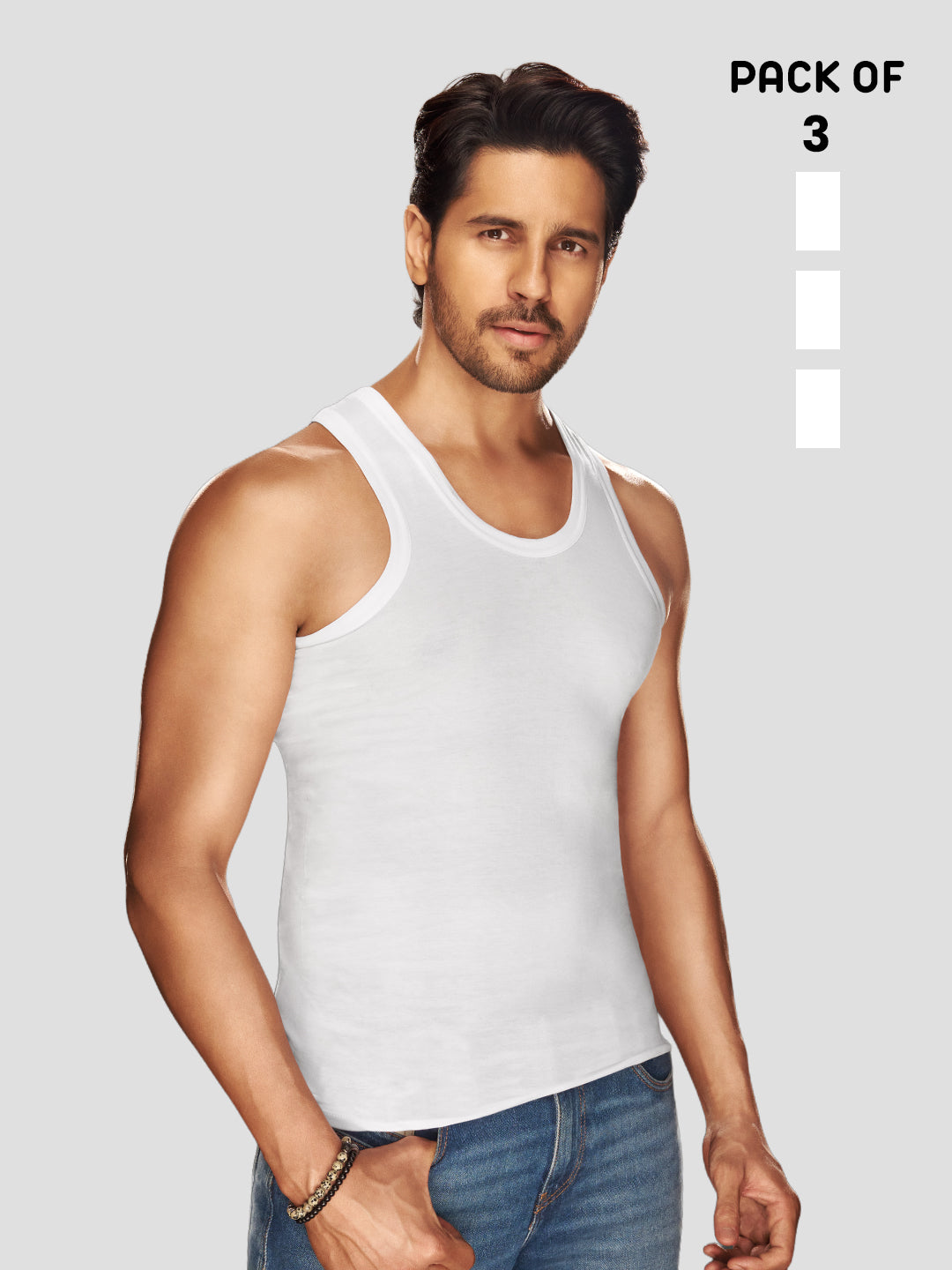 Sporto Men's Cotton White Prime Vest - Single Jersey (Pack Of 3)