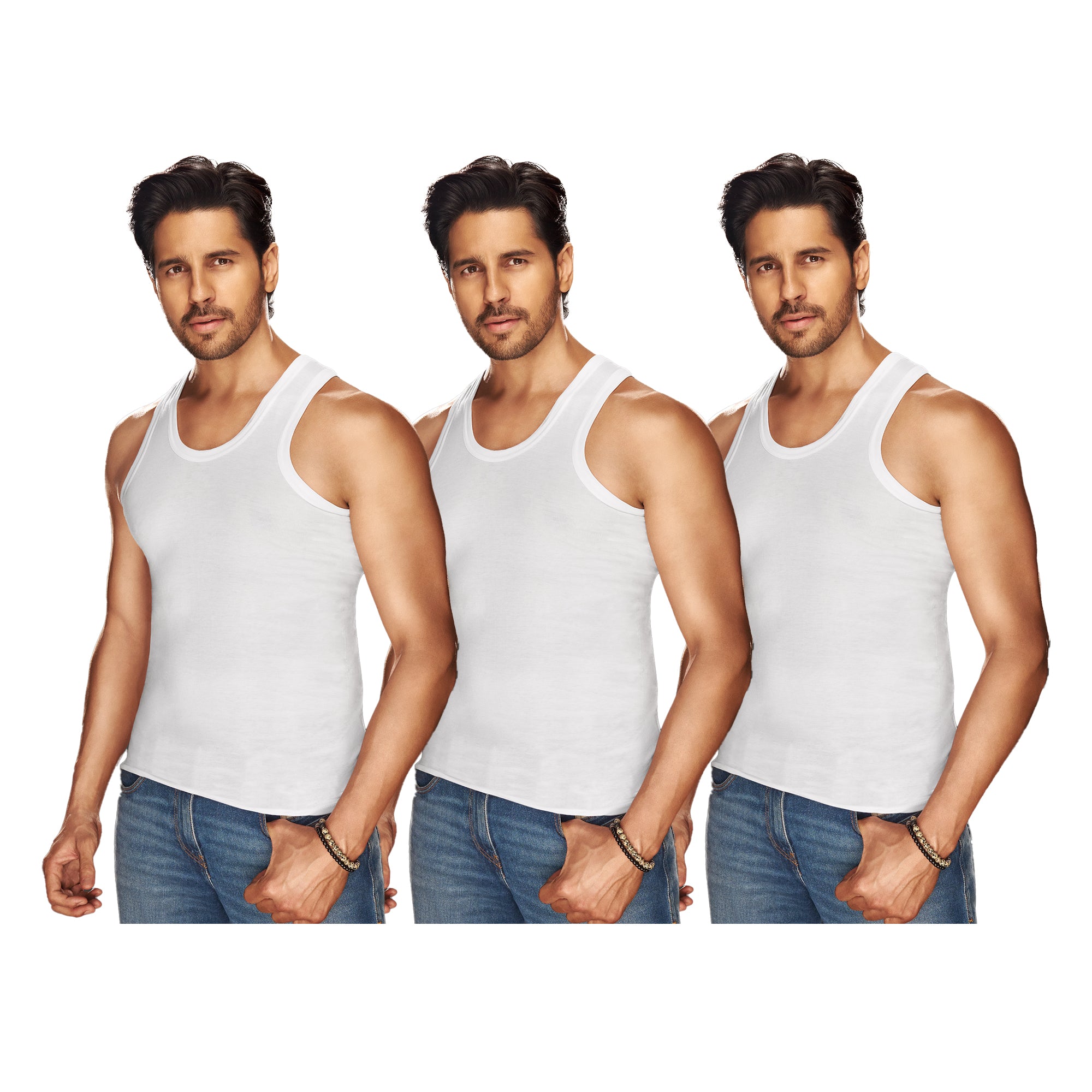 Sporto Men's Cotton White Prime Vest - Single Jersey (Pack Of 3)