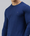 Sporto Men Round Neck Full Sleeve T-Shirt | Regular Fit | Denim Navy