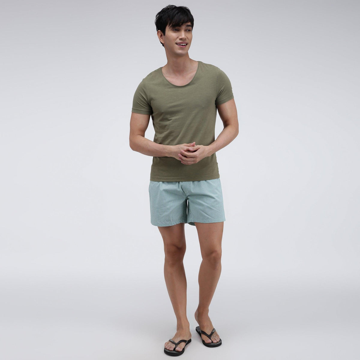 Sporto Men's Checkered Boxer Shorts (Pack Of 2) - Green & Multi