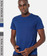Sporto Men's Round Neck Cotton Tee Pack of - 3 (Anthra + Navy + White)