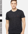 Sporto Men's Round Neck Cotton Tee Pack of - 3 (Black + White + Black Flakes)