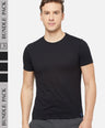 Sporto Men's Round Neck Cotton Tee Pack of - 3 (Black)