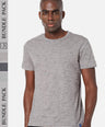 Sporto Men's Round Neck Cotton Tee Pack of - 3 (Grey + Anthra + Gray Flakes)