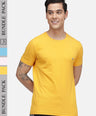 Sporto Men's Round Neck Cotton Tee Pack of - 3 (Pink + Ocean + Mimosa)