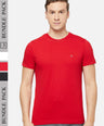 Sporto Men's Round Neck Cotton Tee Pack of - 3 (Red + White + Black)