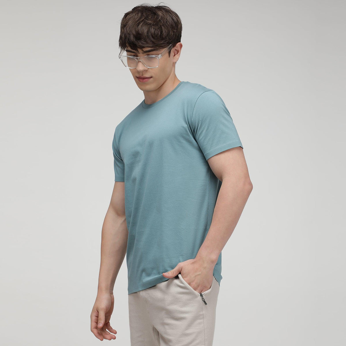 Round Neck Fluyid Cotton Rich, Solid Colour T-shirt Pack of 2
