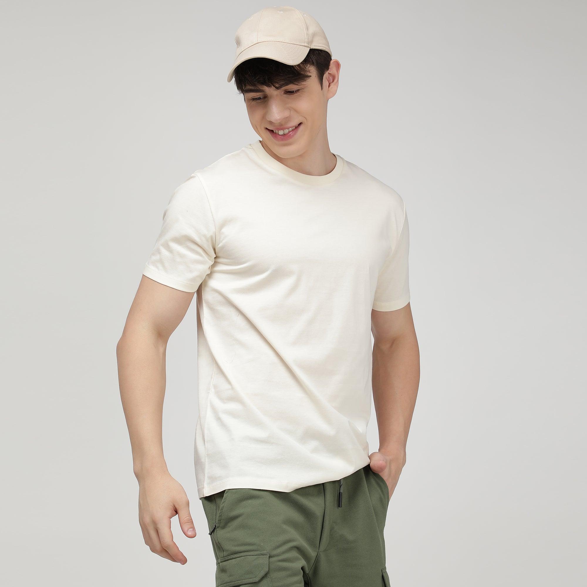 Round Neck Fluyid Cotton Rich, Solid Colour T-shirt Pack of 2