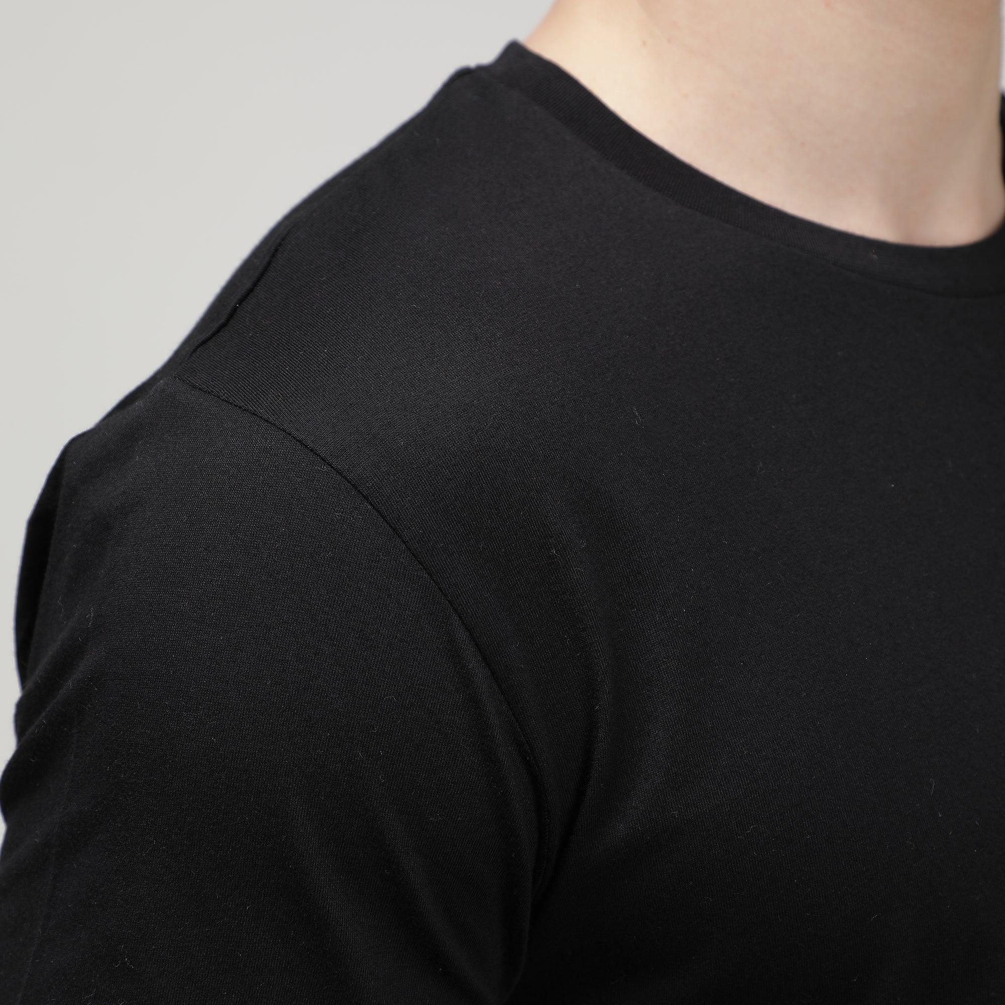 Sporto Men's Fluid Cotton Round Neck T-shirt - Black