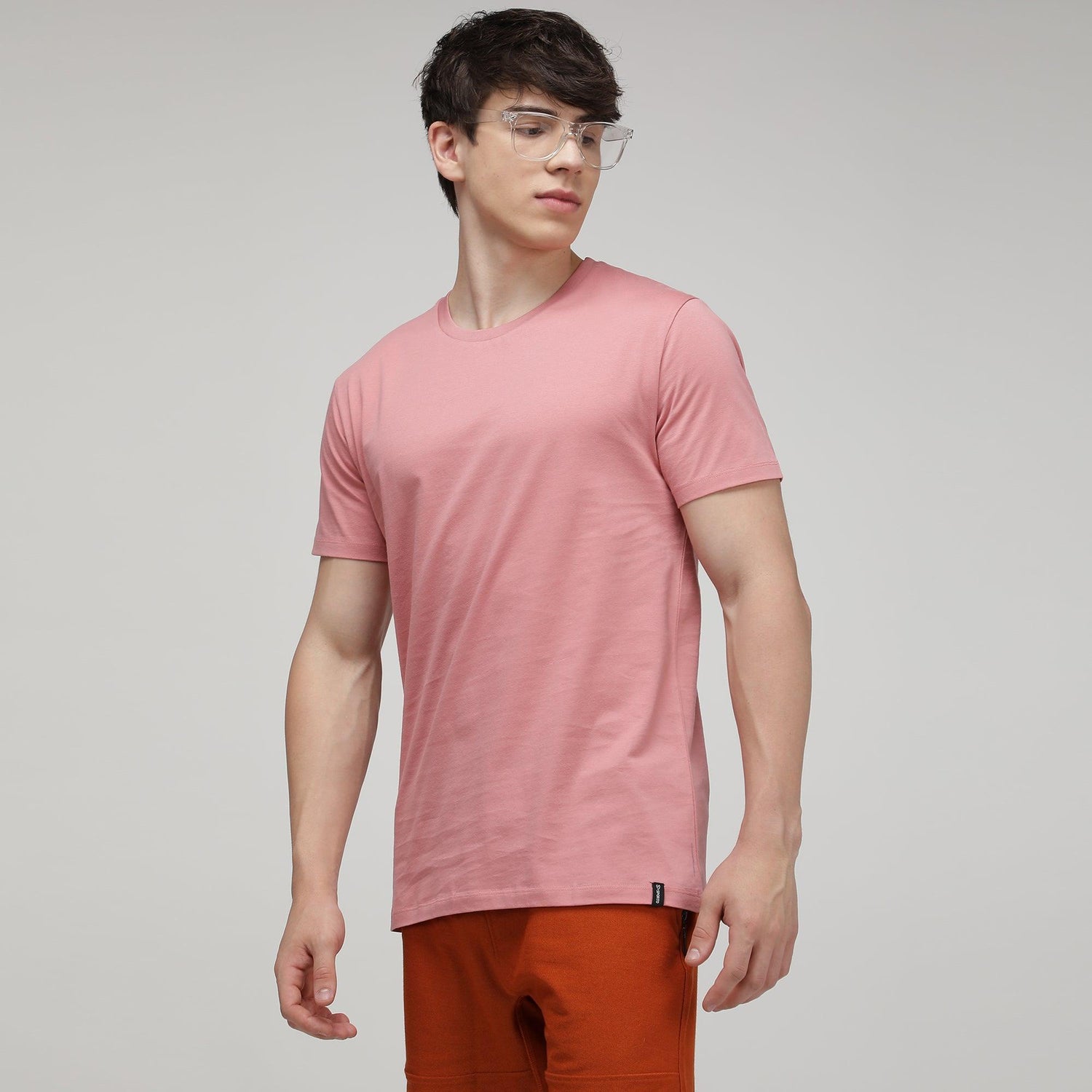 Sporto Men's Fluid Cotton Round Neck T-shirt - Pink