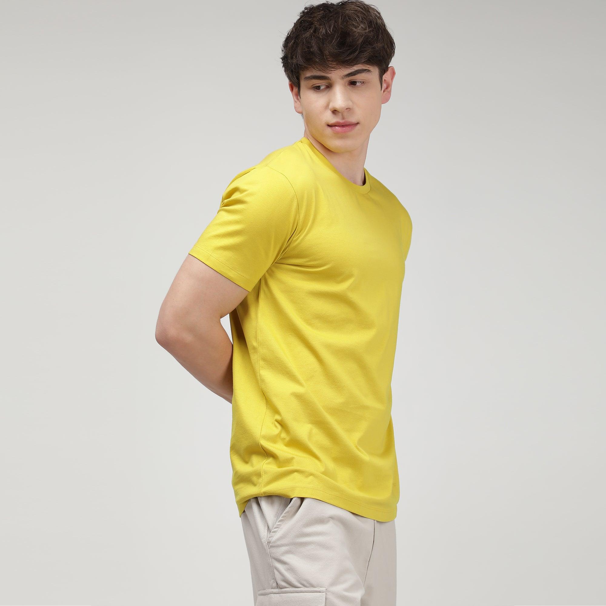 Round Neck Fluyid Cotton Rich, Solid Colour T-shirt Pack of 2