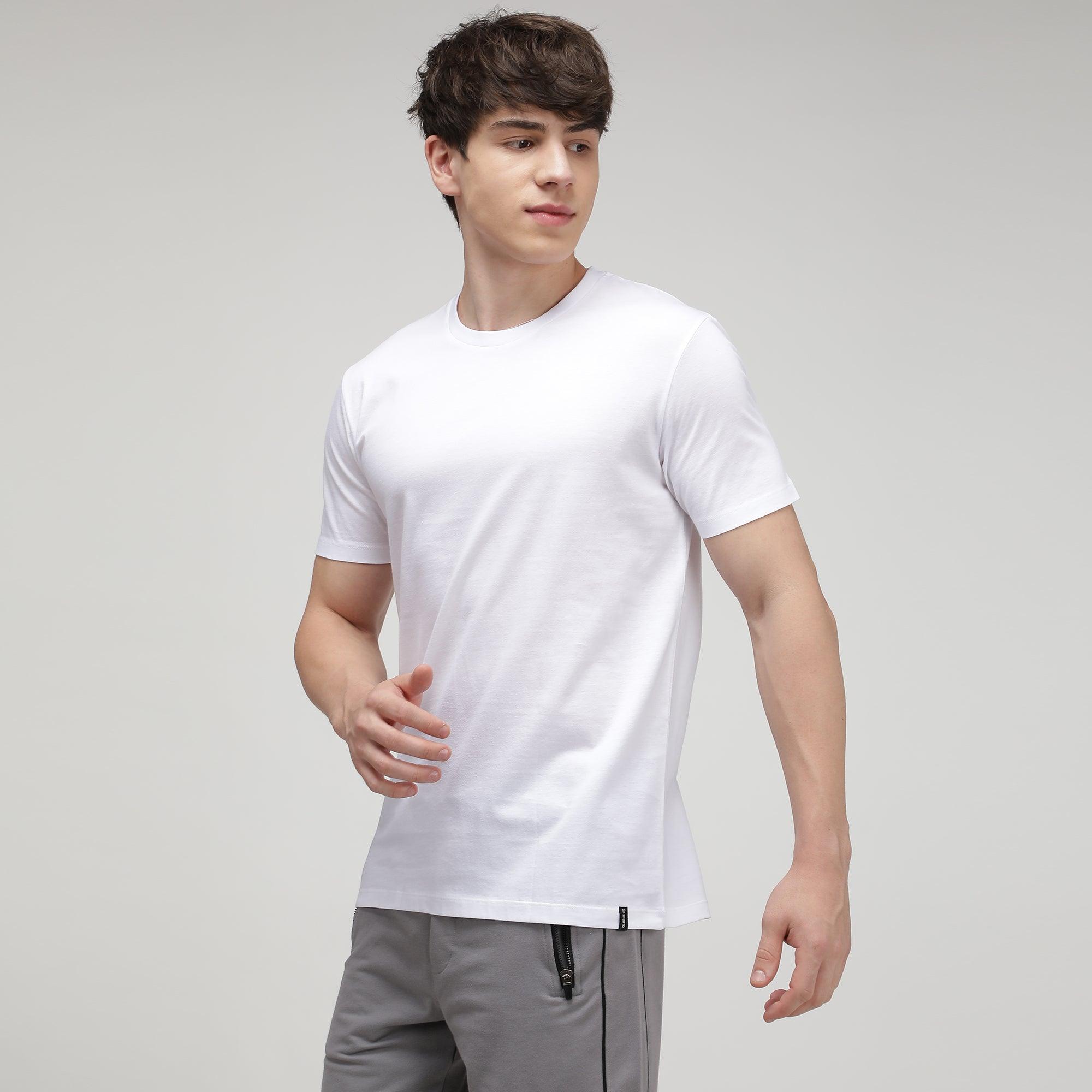 Sporto Men's Round Neck Fluyid Cotton Rich, Solid Colour T-shirt Pack of 2