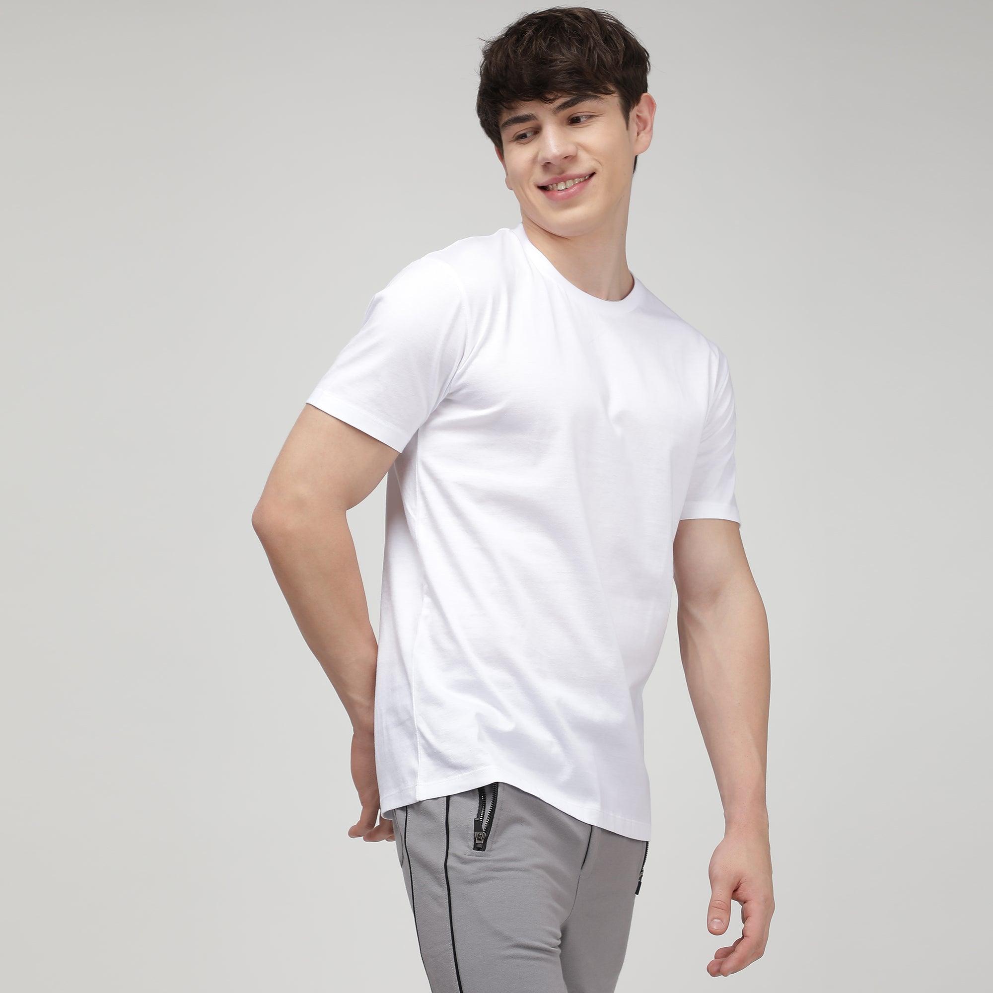 Sporto Men's Round Neck Fluyid Cotton Rich, Solid Colour T-shirt Pack of 2