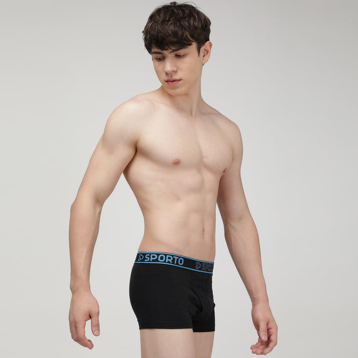 Sporto Men's Spandex Square Trunk (Pack Of 3) - Black