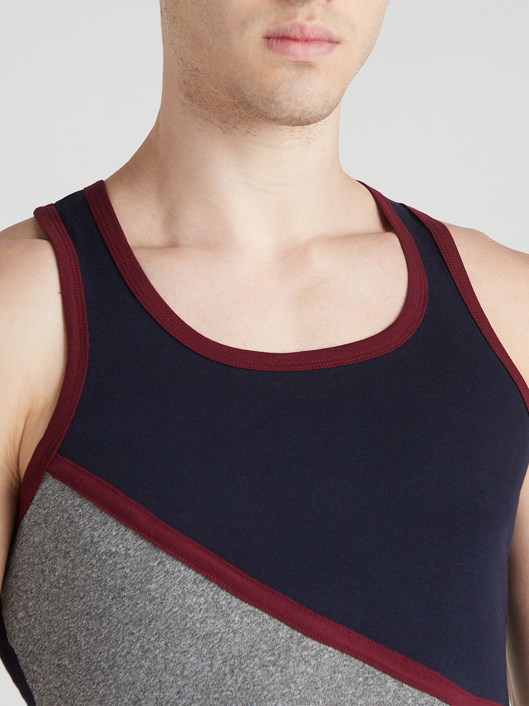 Men's Gym Vest for Men | 100% Cotton Sleeveless Ribbed Gym Vest – Tri-Colour Panel | Pack of 3 (Assorted Colours) | Style 711