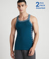 Men's Gym Vest for Men | 100% Cotton Sleeveless Ribbed Gym Vest – Striped Side Contrast Panel | Pack of 2 (Assorted Colours) | Style 812