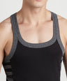 Men's Gym Vest for Men | 100% Cotton Sleeveless Ribbed Gym Vest – Striped Side Contrast Panel | Pack of 2 (Assorted Colours) | Style 812