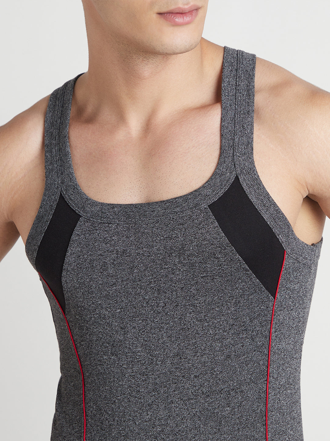 Men's Gym Vest for Men | 100% Cotton Sleeveless Ribbed Gym Vest – Contrast Shoulder Panel & Piping | Pack of 2 (Assorted Colours) | Style 814