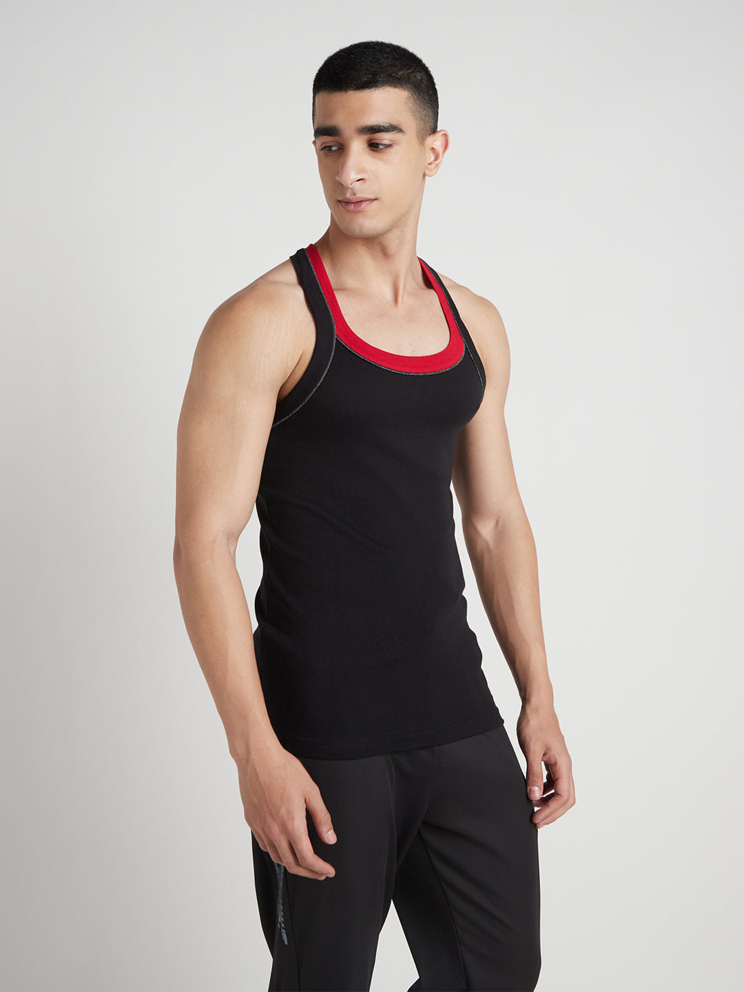 Men's Gym Vest for Men | 100% Cotton Sleeveless Ribbed Gym Vest – Contrast Neck & Armhole Piping | Pack of 2 (Assorted Colours) | Style 888