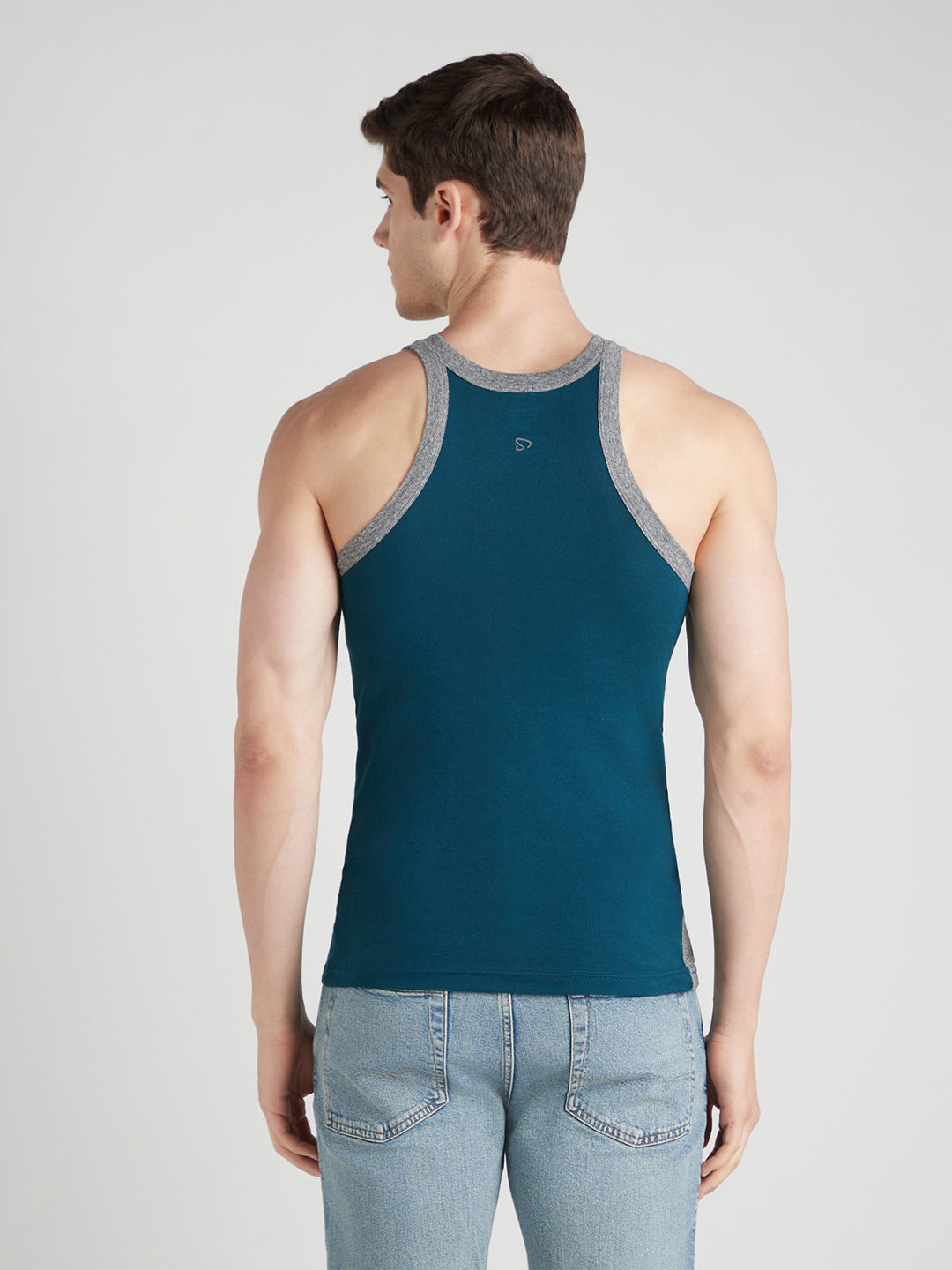 Men's Gym Vest for Men | 100% Cotton Sleeveless Ribbed Gym Vest – Colour-Block Contrast Panel | Pack of 2 (Assorted Colours) | Style 707