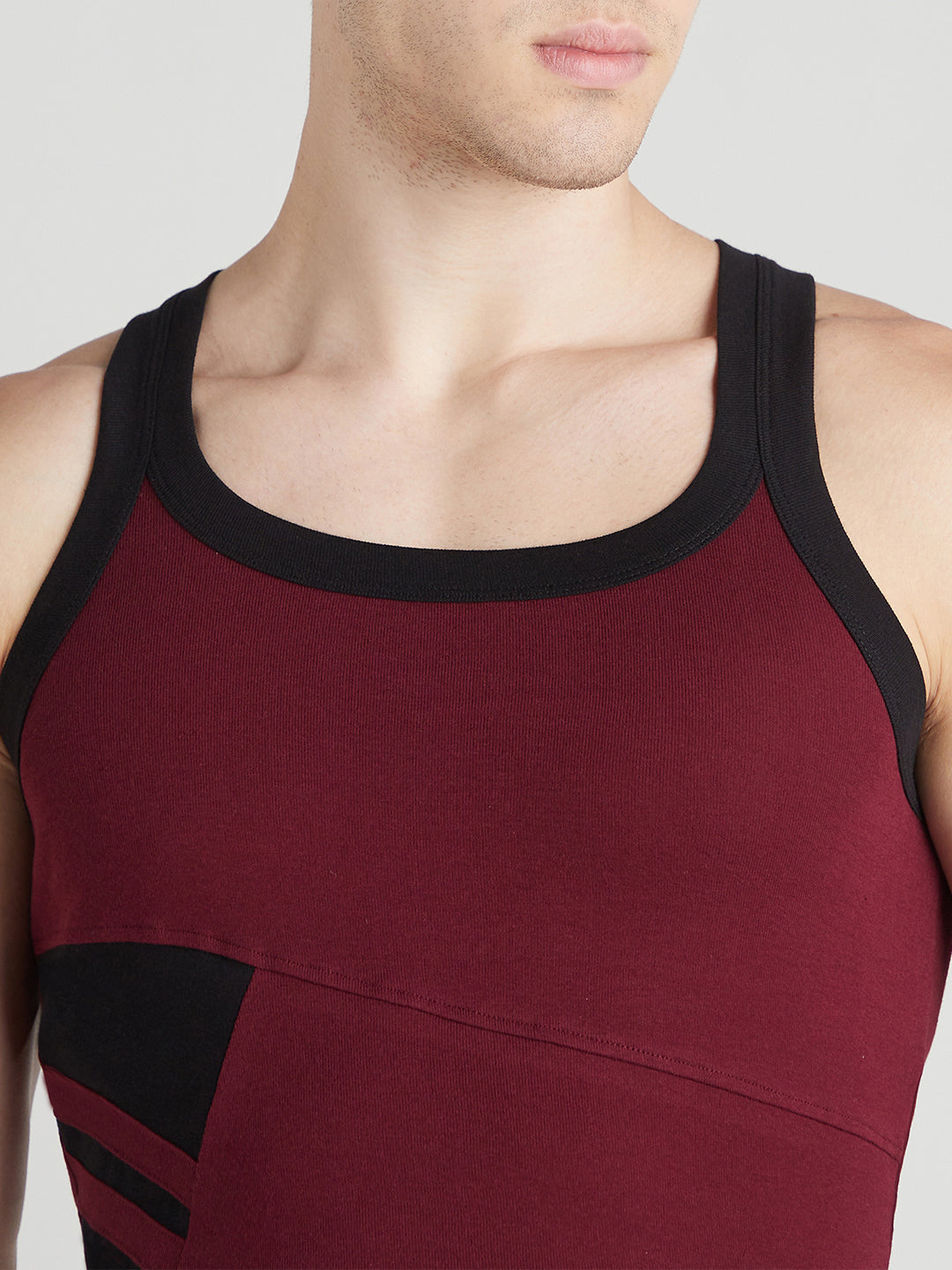 Men's Gym Vest for Men | 100% Cotton Sleeveless Ribbed Gym Vest – Colour-Block Contrast Panel | Pack of 2 (Assorted Colours) | Style 707