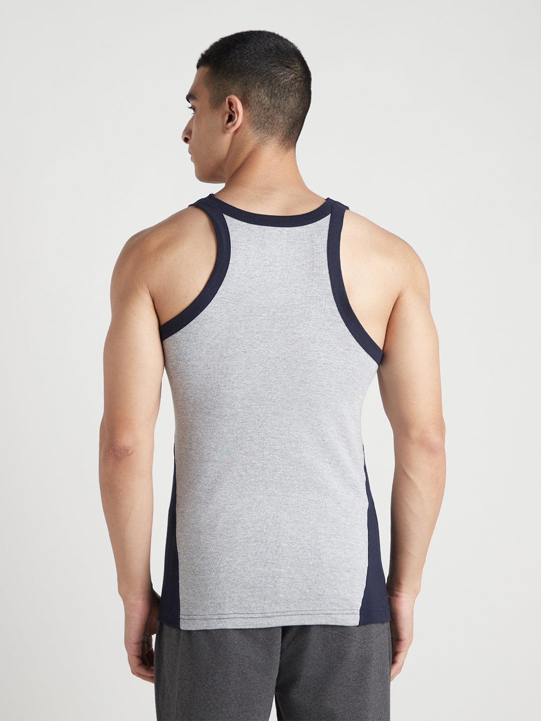 Men's Gym Vest for Men | 100% Cotton Sleeveless Ribbed Gym Vest – Side Contrast Panel | Pack of 2 (Assorted Colours) | Style 744