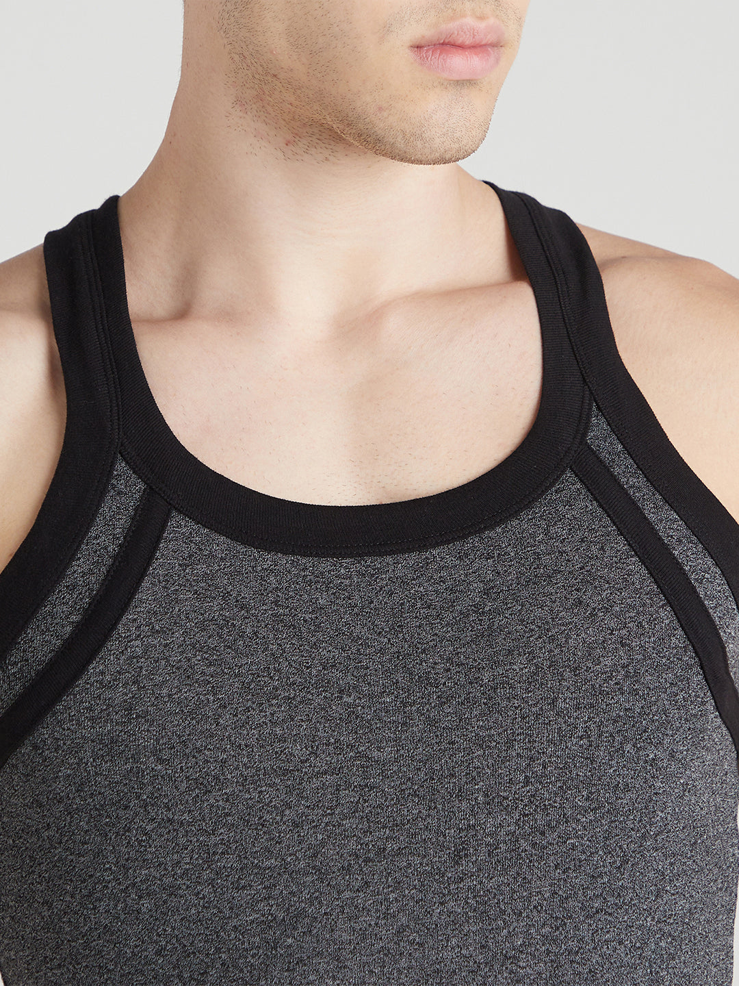 Men's Gym Vest for Men | 100% Cotton Sleeveless Ribbed Gym Vest – Side Contrast Panel with Piping | Pack of 3 (Assorted Colours) | Style 813