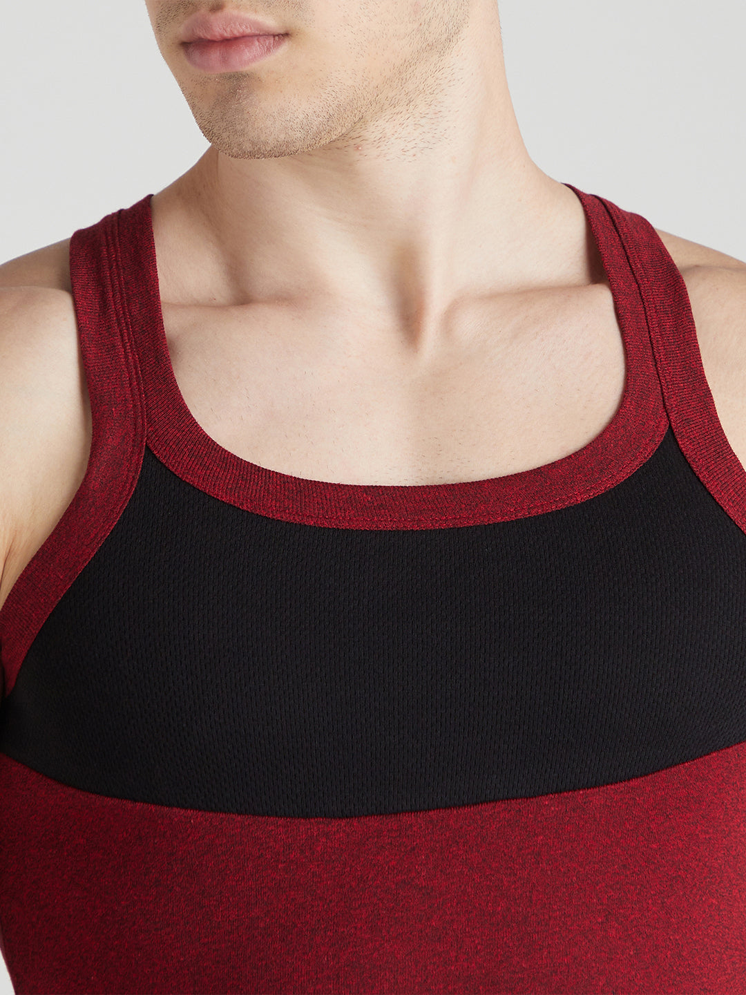 Men's Gym Vest for Men | Sweat-Absorbing Cotton Sleeveless Vest with Contrast Mesh Chest Panel | Pack of 2 (Assorted Colours) | Style 816