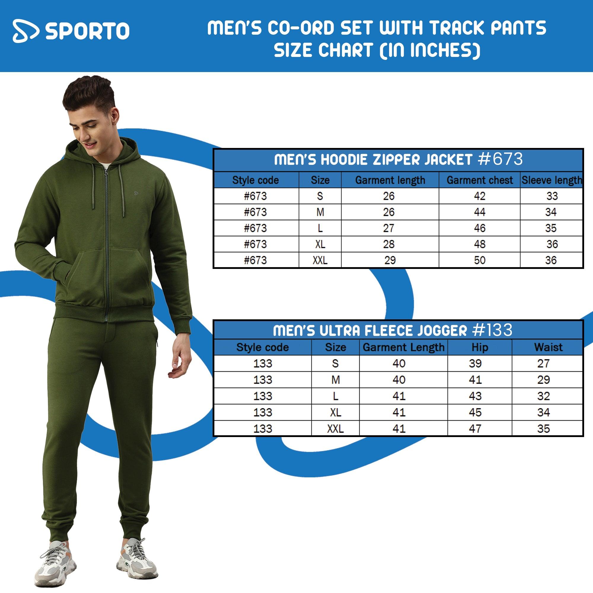 Sporto Men Ultra Fleece Hoodie Jacket and Jogger Coord Set - Olive