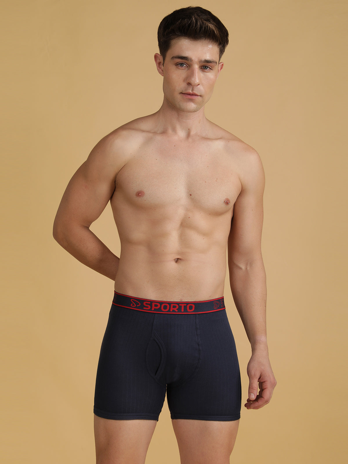 Sporto Men's Cotton Spandex Square Neo Parka Trunks Multicolour pack of 3